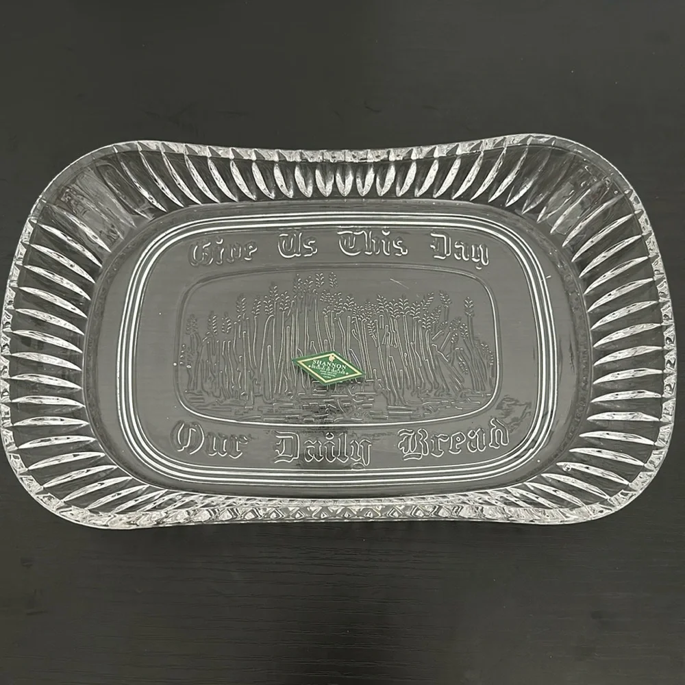 Shannon Crystal Ireland Handcrafted Lead Crystal Give Us This Day Bread Tray